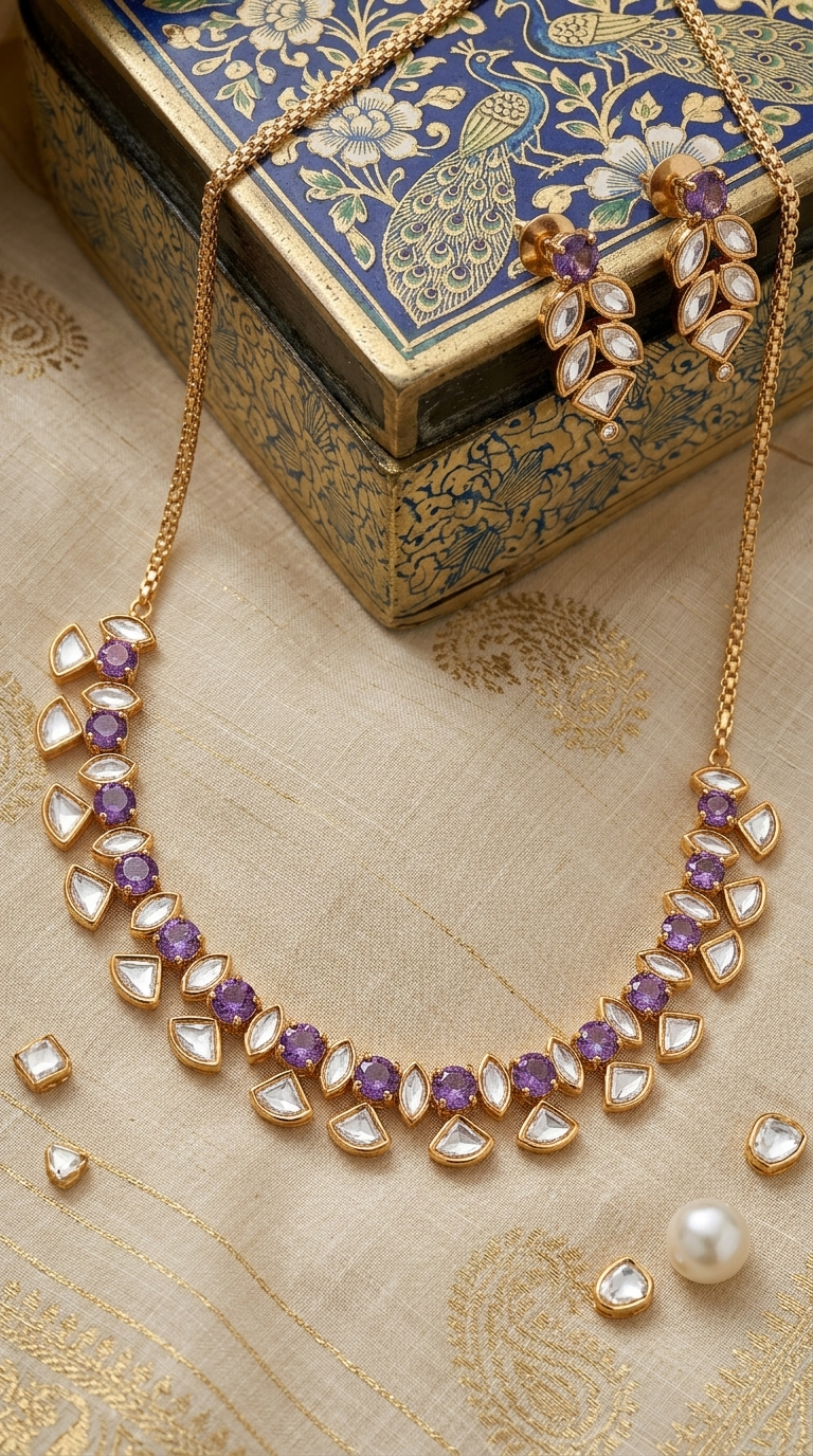 NYSA MOISSANITE KUNDAN NECKLACE SET