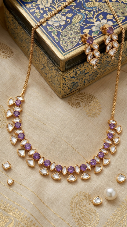 NYSA MOISSANITE KUNDAN NECKLACE SET