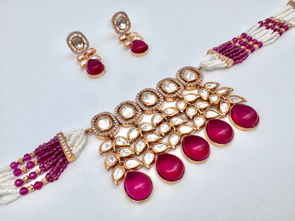 Amrita Kundan Ruby Choker Necklace Set