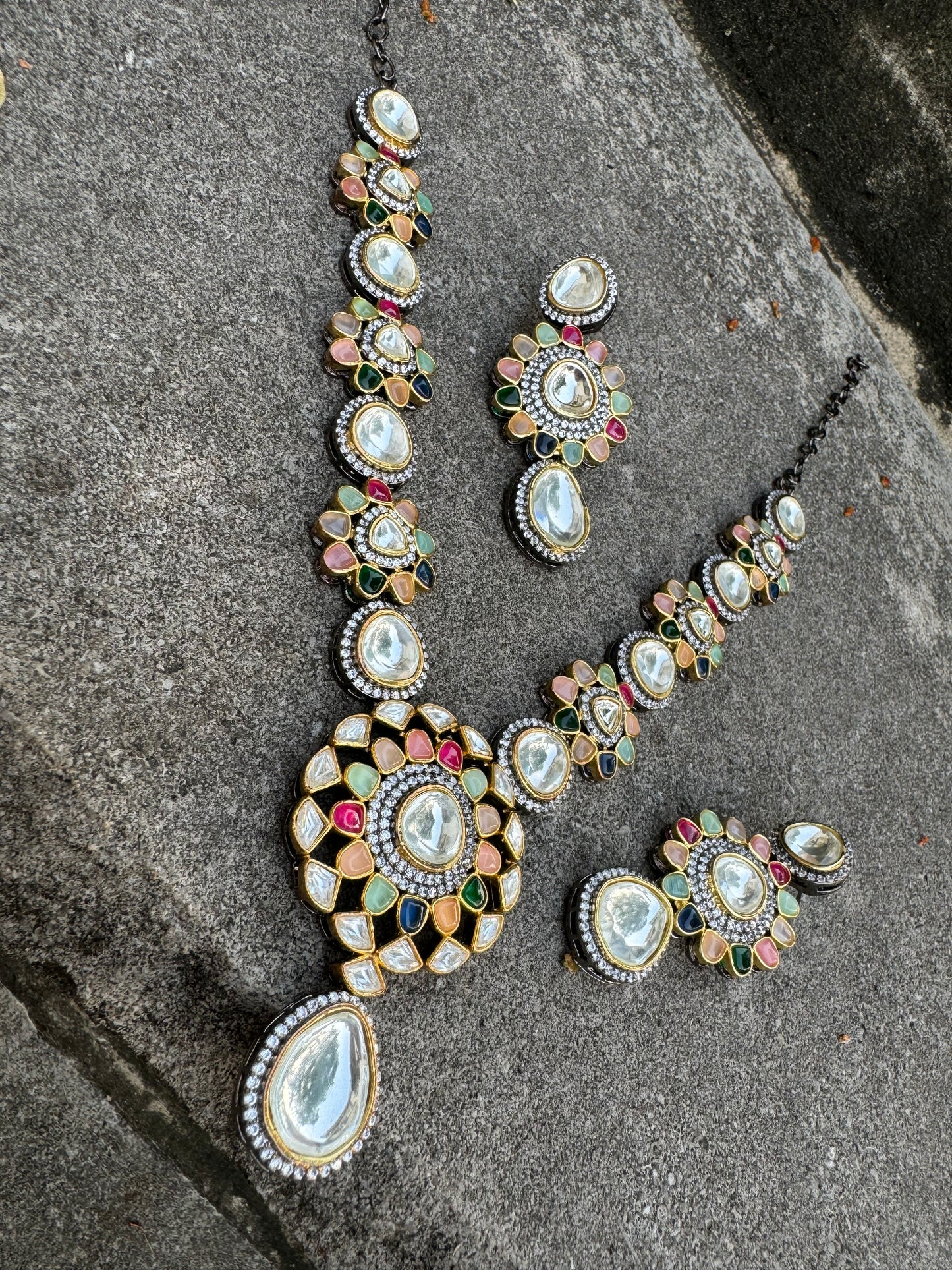 RESHMA POLKI NAVRATAN VICTORIAN NECKLACE SET