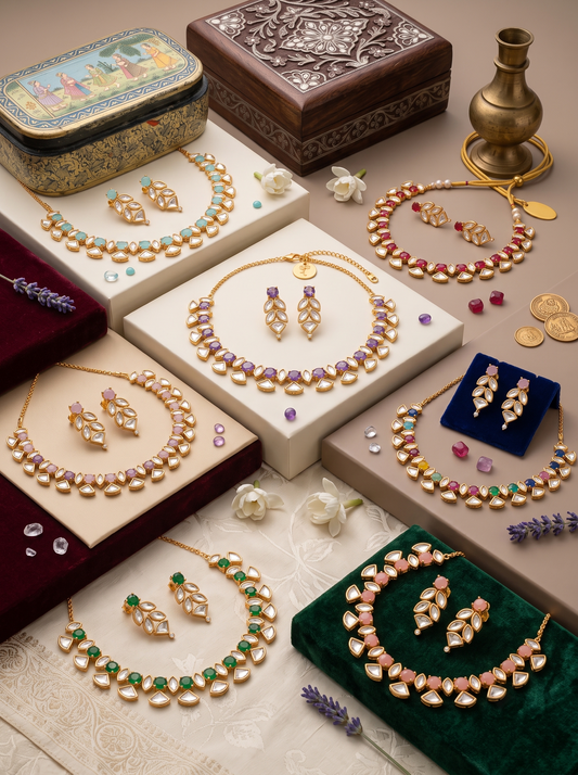 NYSA MOISSANITE KUNDAN NECKLACE SET