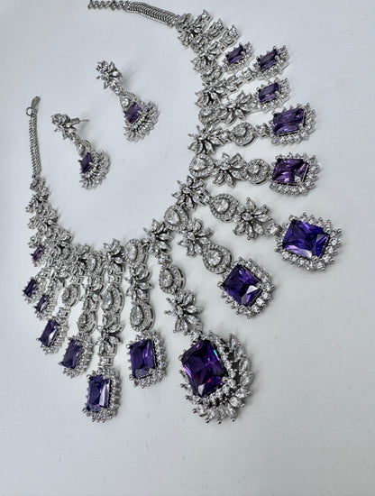 ARIN CZ PURPLE NECKLACE SET