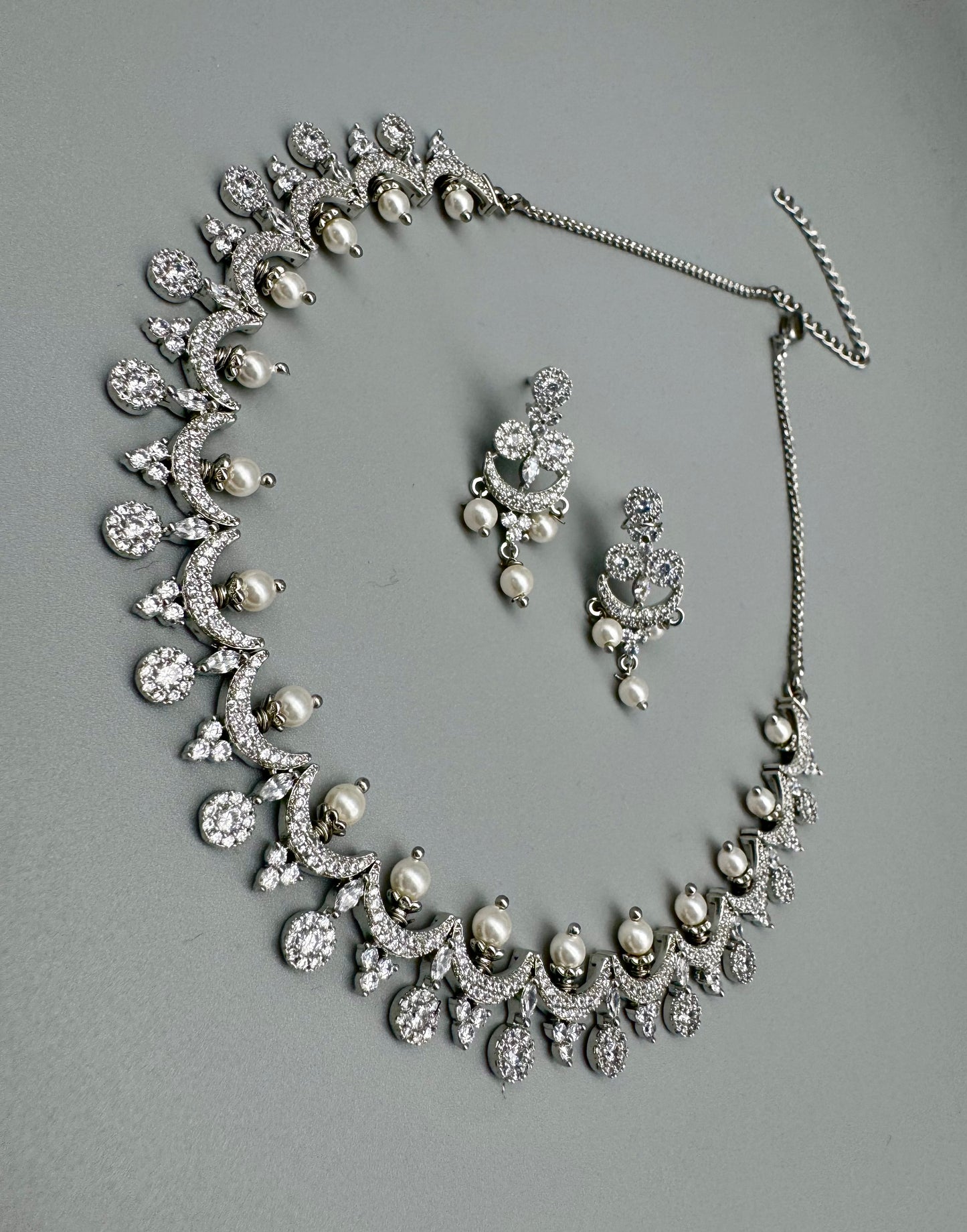 DIVA CZ SILVER NECKLACE SET