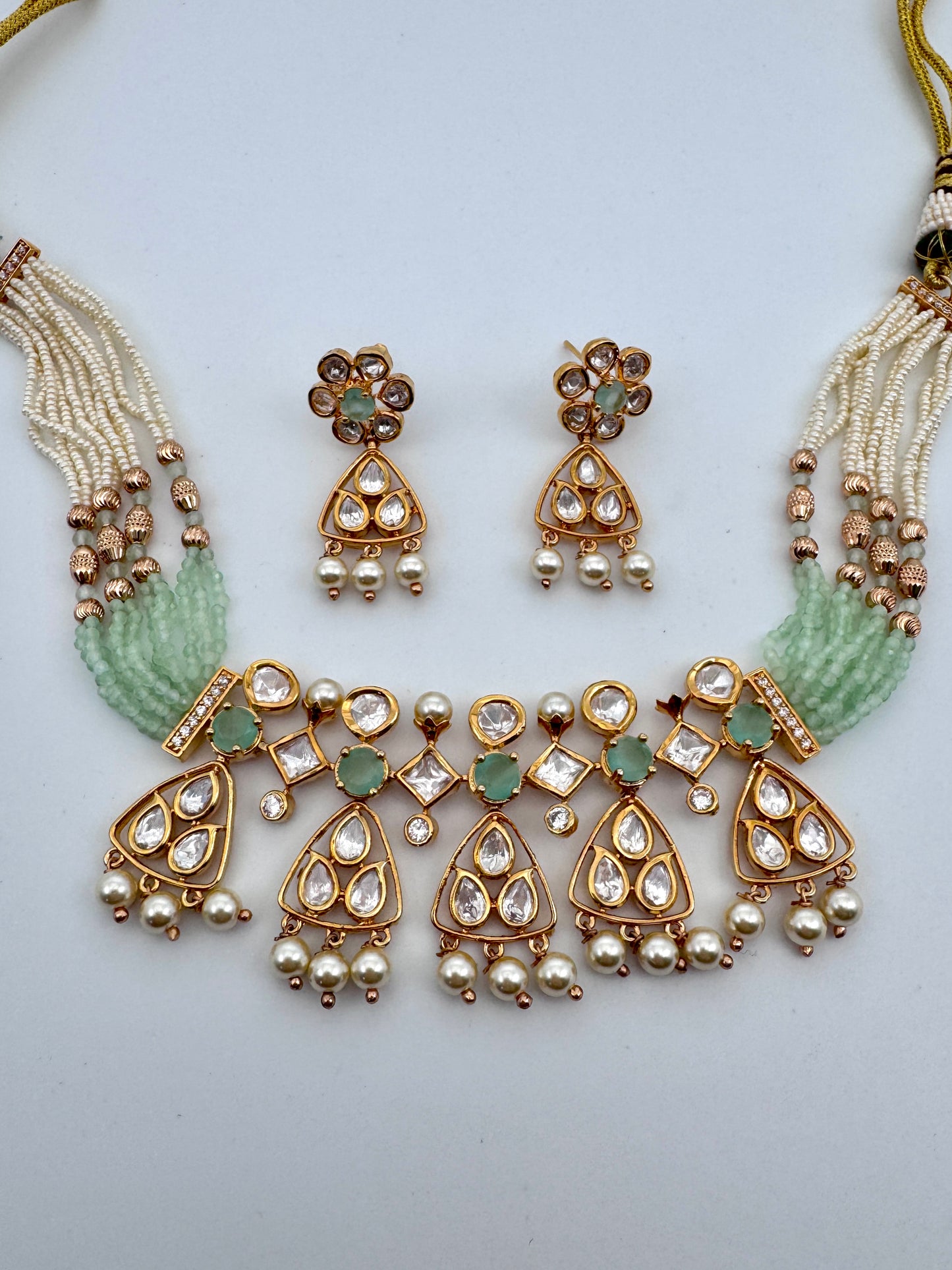 Kavya Kundan Green Choker Necklace Set