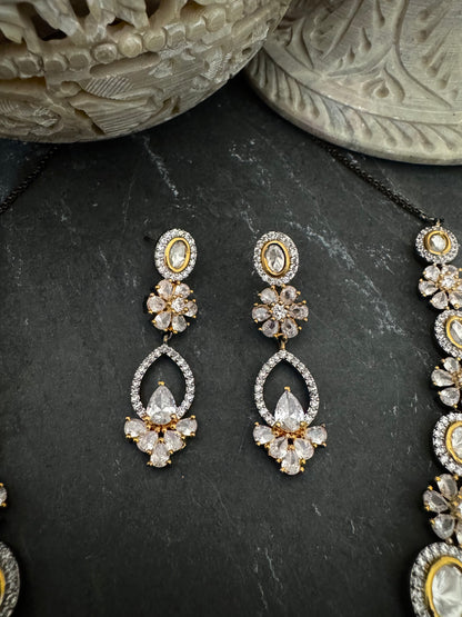 VERA TWO-TONE VICTORIAN CZ NECKLACE SET