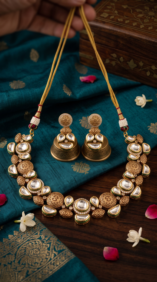 Pranali Bronze Kundan Necklace Set