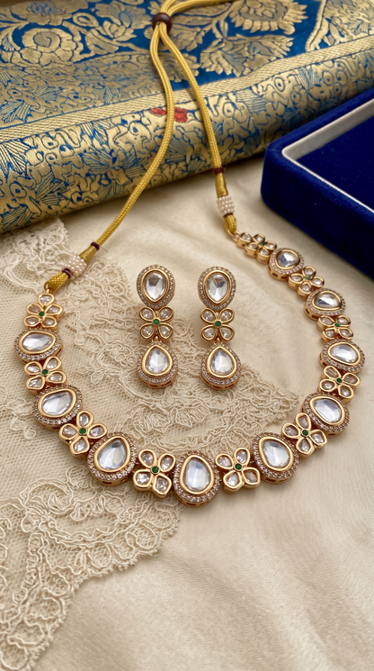 ELLIE MOISSANITE KUNDAN NECKLACE SET