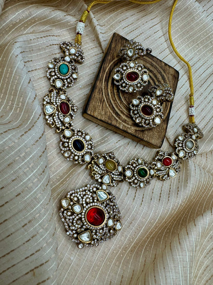 NAAYA VICTORIAN NAVRATAN NECKLACE SET