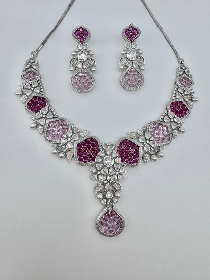 ARIELLE RUBY SILVER NECKLACE SET