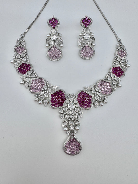 ARIELLE RUBY SILVER NECKLACE SET