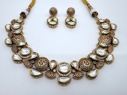Pranali Bronze Kundan Necklace Set