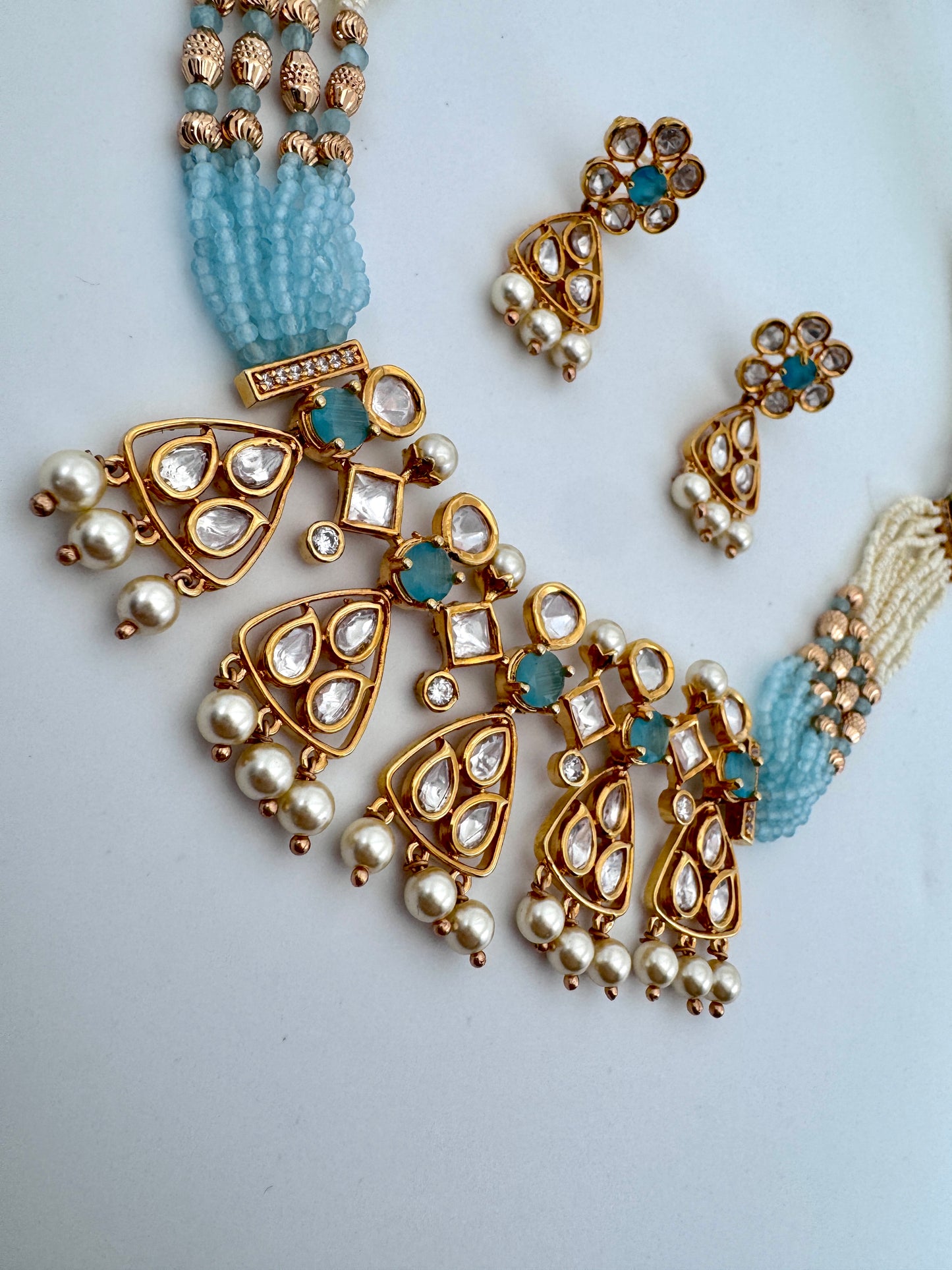 Kavya Kundan Blue Choker Necklace Set