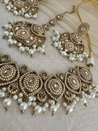 ZOYA PEARL GEOMETRIC NECKLACE SET