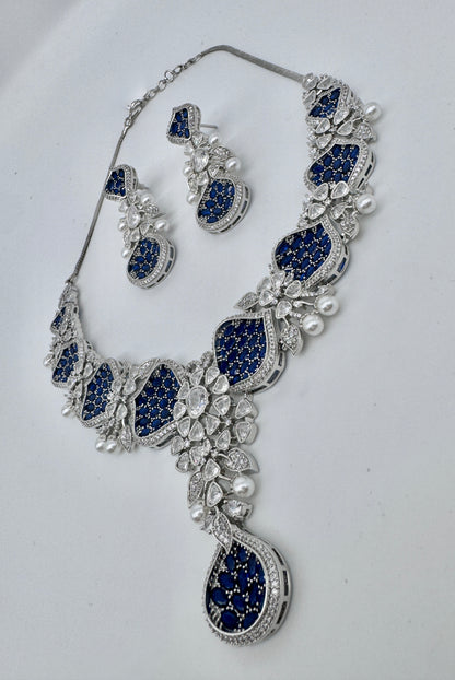 ARIELLE SAPPHIRE SILVER NECKLACE SET