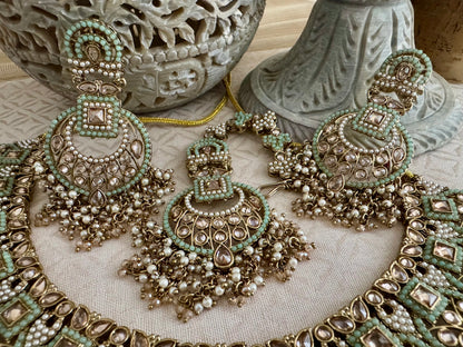 LEAH SAGE GREEN NECKLACE SET