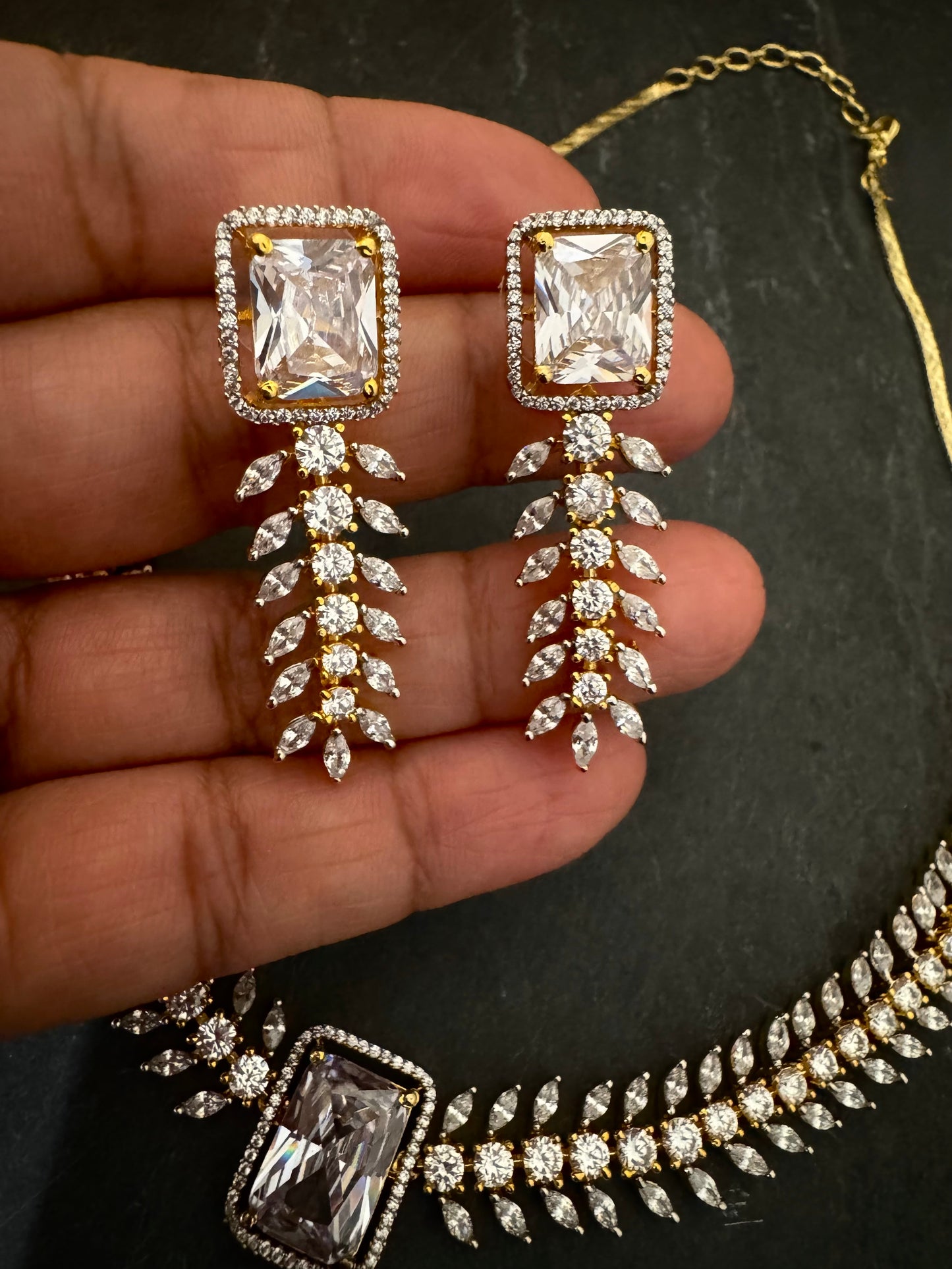 EVA GOLD CZ NECKLACE SET