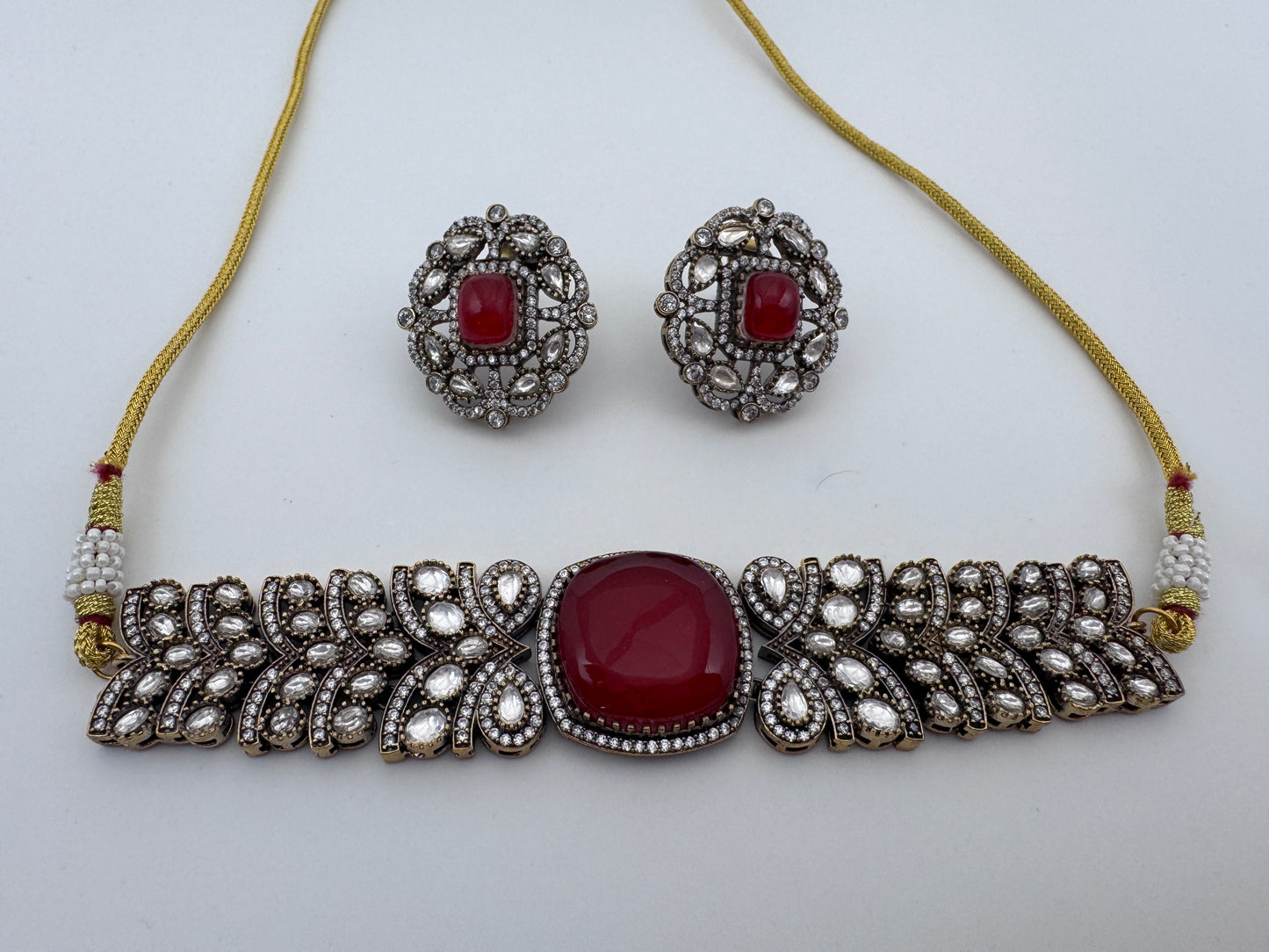 Ira Red Victorian Choker Set