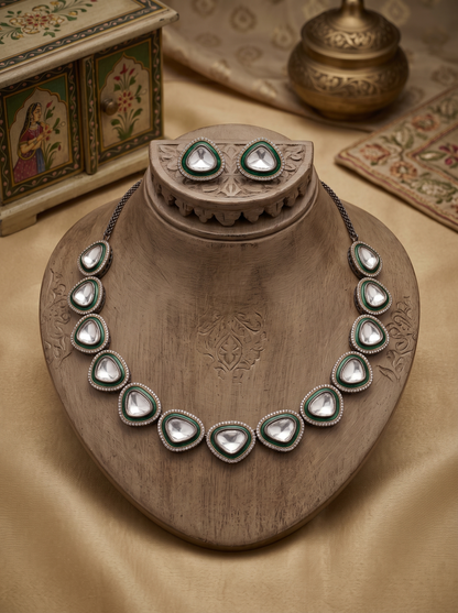 TYRA POLKI MEENAKARI STUD NECKLACE SET