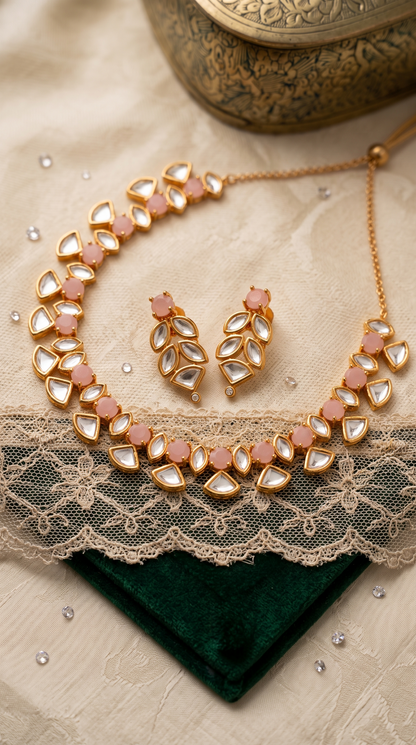 NYSA MOISSANITE KUNDAN NECKLACE SET