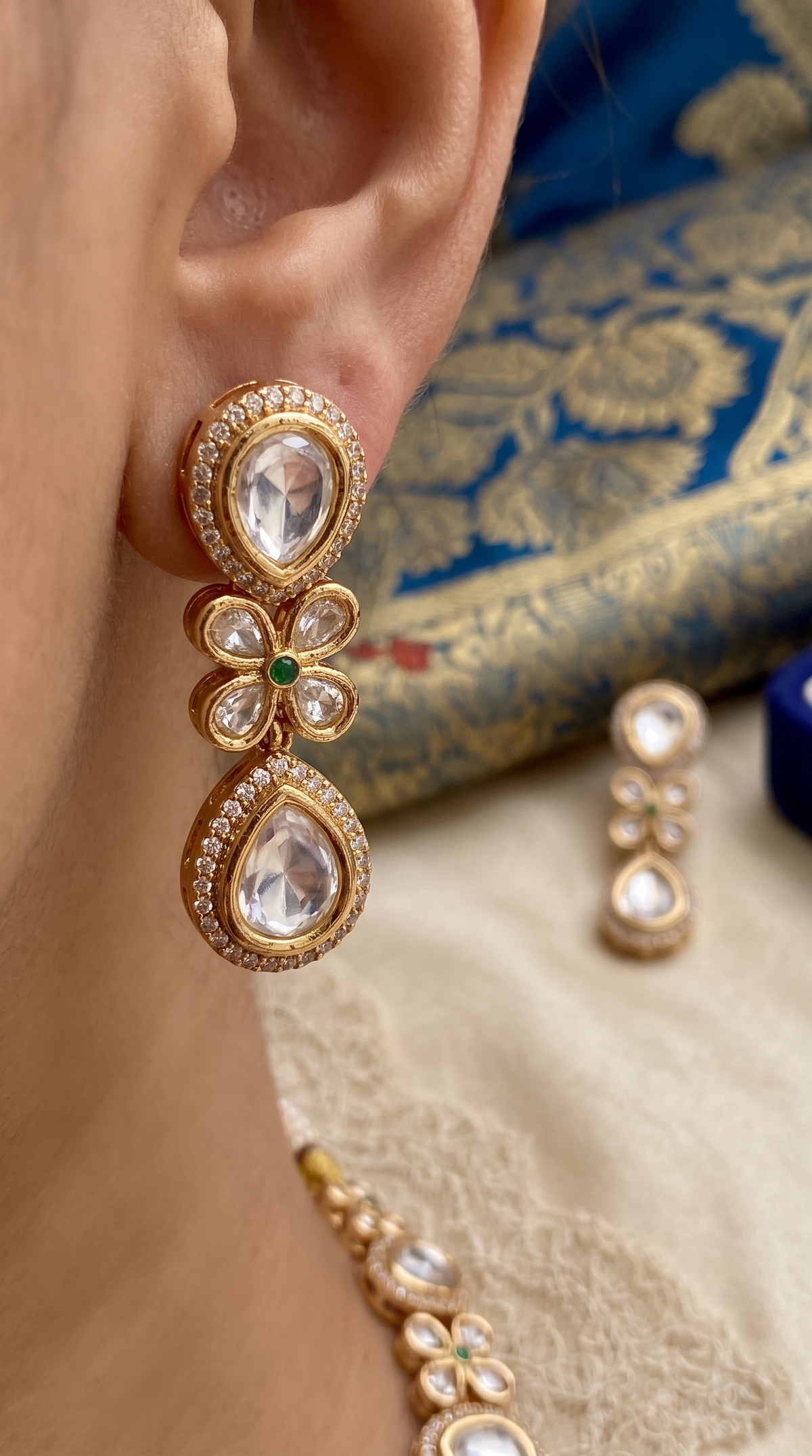 ELLIE MOISSANITE KUNDAN NECKLACE SET