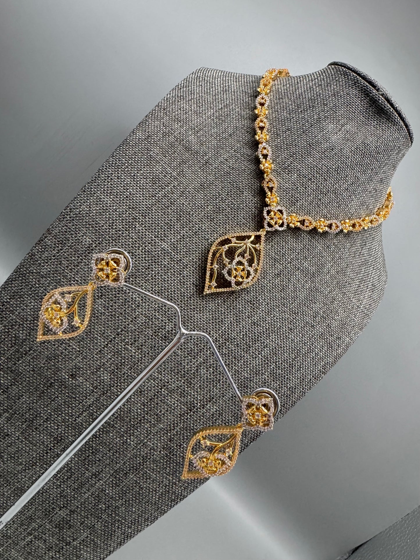 ISHA GOLD CZ PENDANT NECKLACE SET