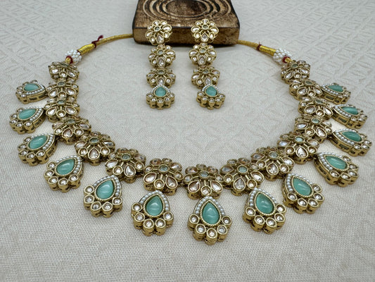 RIMAYA PASTEL GREEN NECKLACE SET