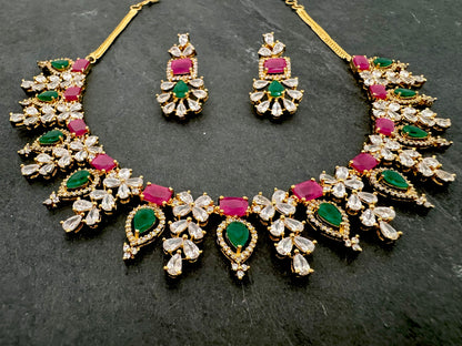 JAYA RUBY EMERALD NECKLACE SET