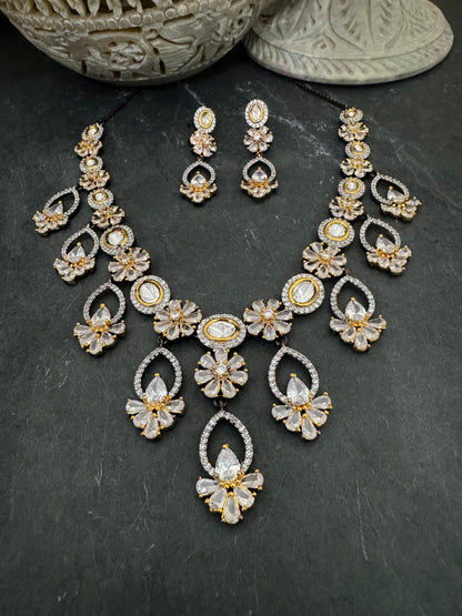 VERA TWO-TONE VICTORIAN CZ NECKLACE SET