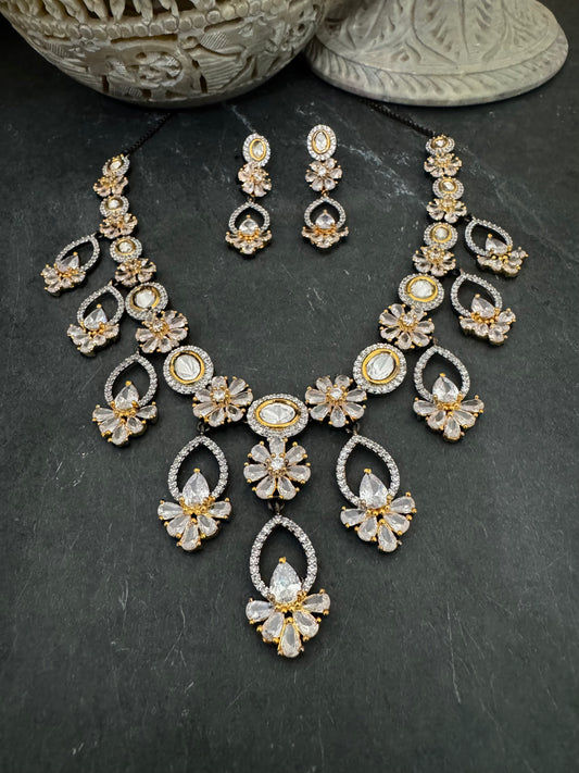 VERA TWO-TONE VICTORIAN CZ NECKLACE SET