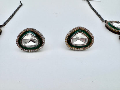 Tyra Polki Meenakari Stud Necklace Set