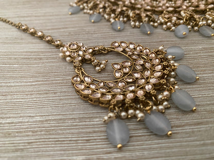 Anaaya Gray antique gold bridal necklace set