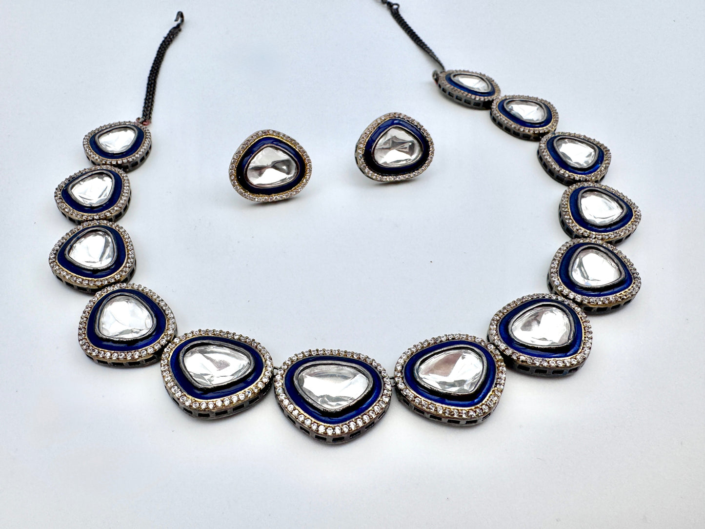Tyra Polki Meenakari Stud Necklace Set