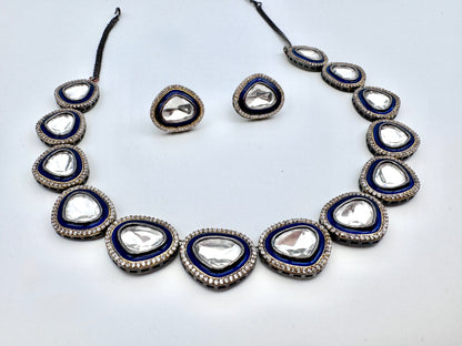 Tyra Polki Meenakari Stud Necklace Set