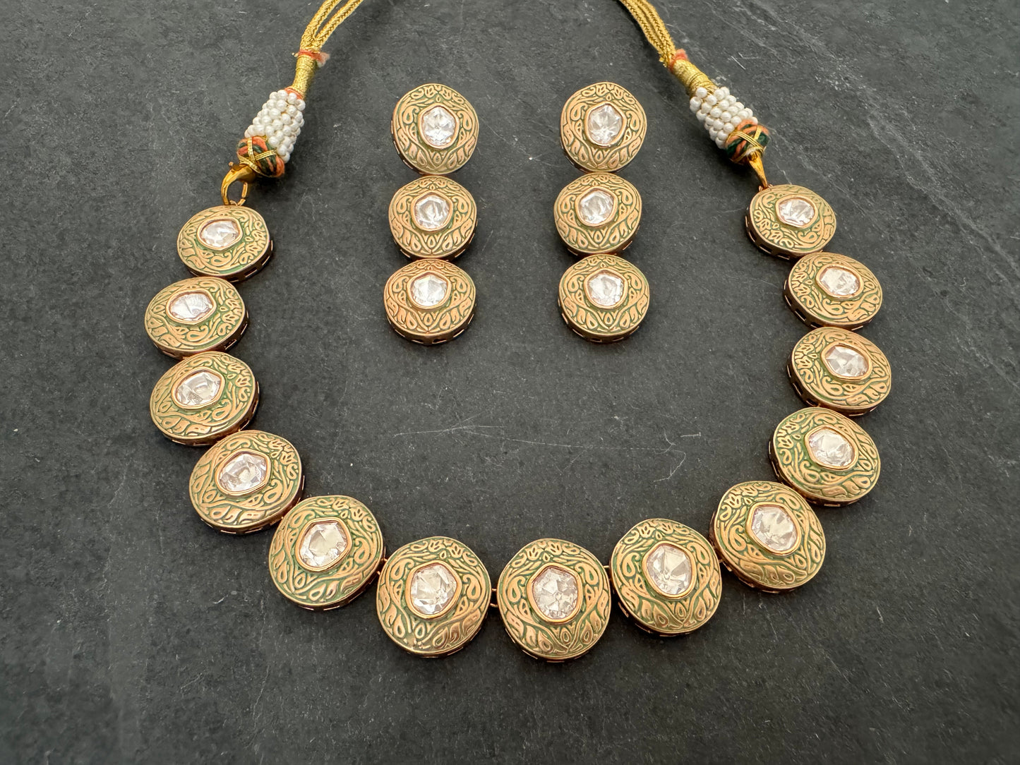 ANYA MEENAKARI GEOMETRIC NECKLACE SET