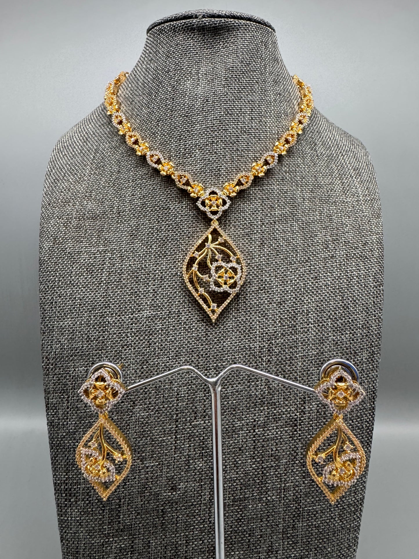 ISHA GOLD CZ PENDANT NECKLACE SET