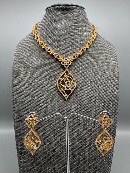 ISHA GOLD CZ PENDANT NECKLACE SET