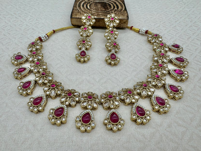 RIMAYA RUBY-PINK NECKLACE SET