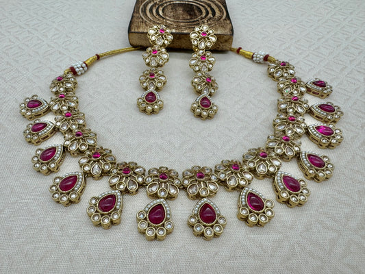 RIMAYA RUBY-PINK NECKLACE SET