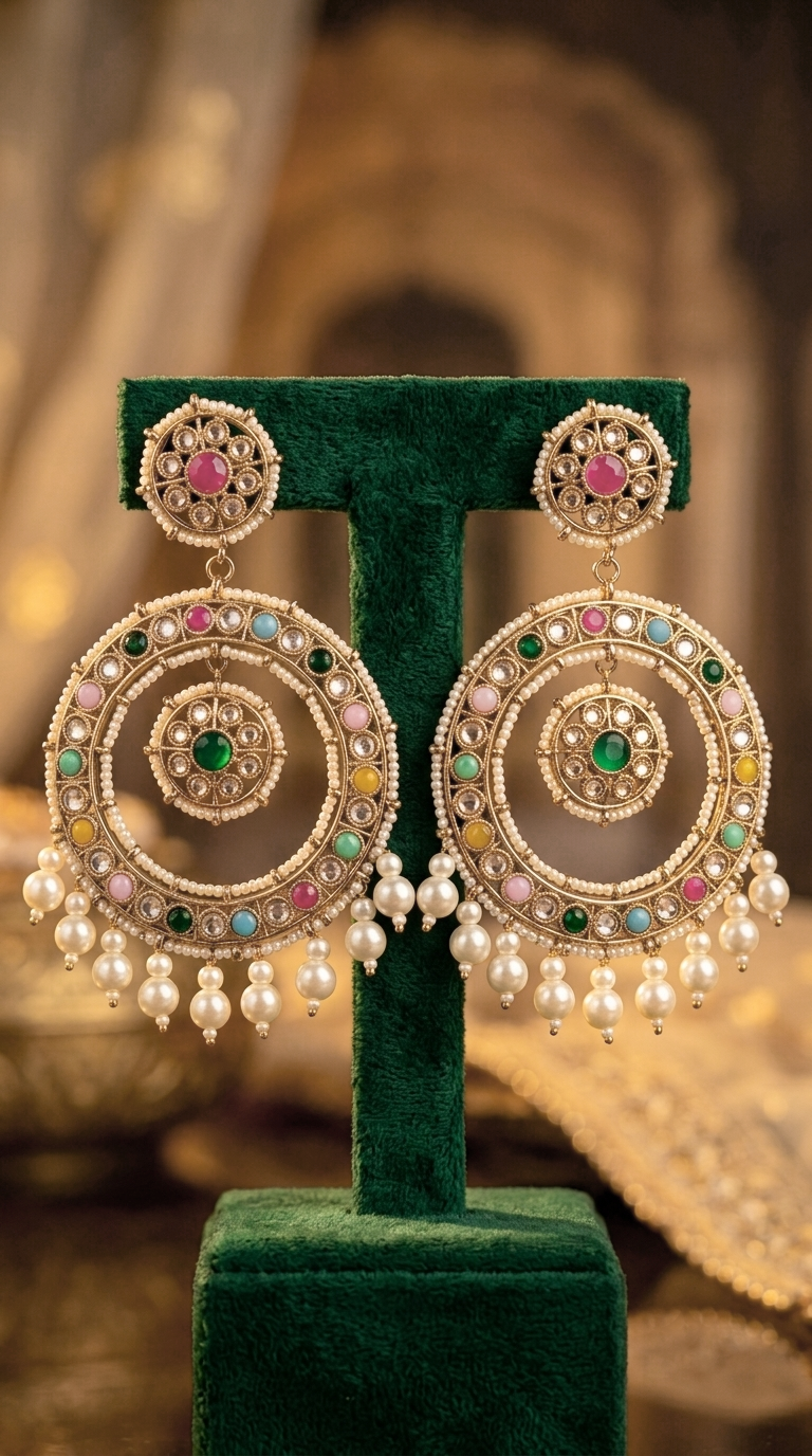 Amber Geometric Earrings Mangtika Set