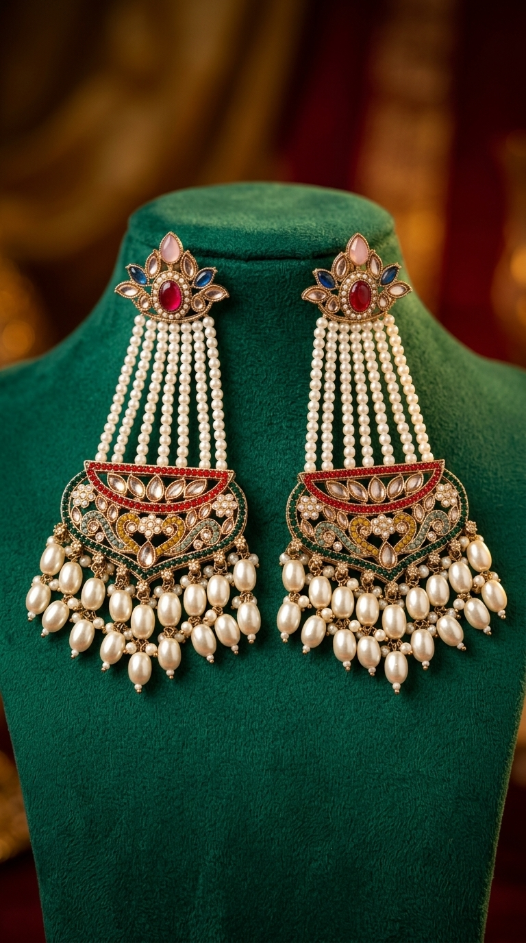 Gazal Pearl Earrings Maang Tikka Set