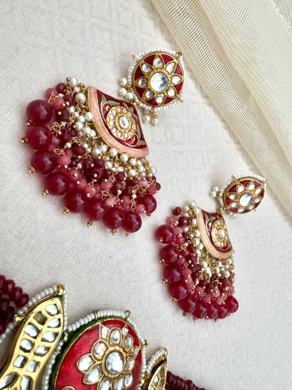 ESHA MEENAKARI RED-PINK CHOKER SET