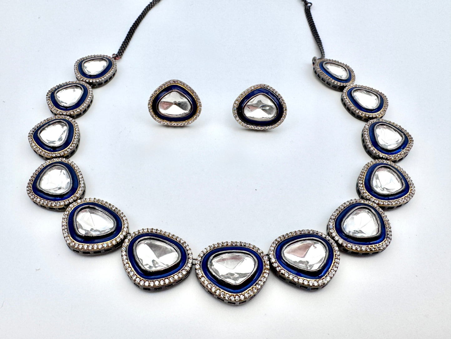 Tyra Polki Meenakari Stud Necklace Set