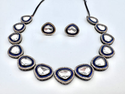 Tyra Polki Meenakari Stud Necklace Set