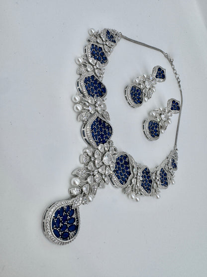 ARIELLE SAPPHIRE SILVER NECKLACE SET