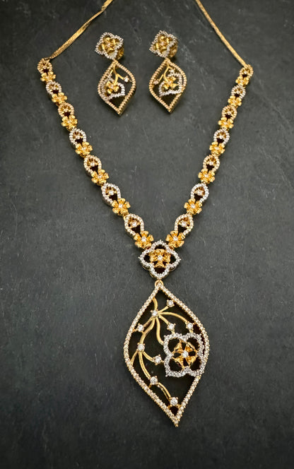 ISHA GOLD CZ PENDANT NECKLACE SET
