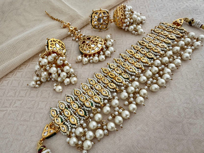 DAMINI KUNDAN PEARL CHOKER SET