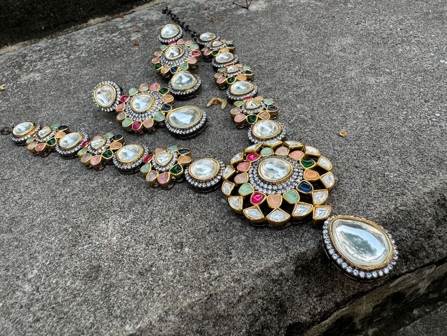 RESHMA POLKI NAVRATAN VICTORIAN NECKLACE SET