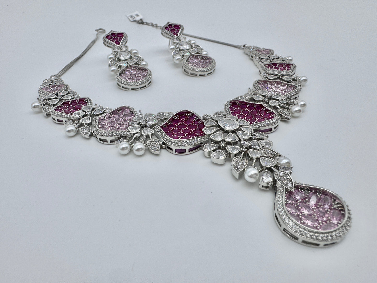 ARIELLE RUBY SILVER NECKLACE SET