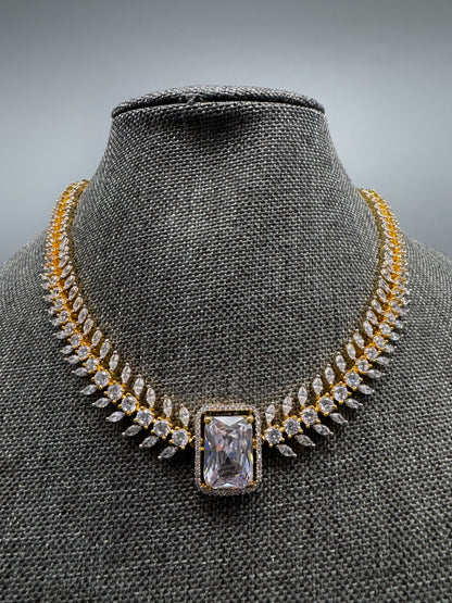 EVA GOLD CZ NECKLACE SET