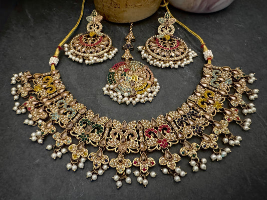 SUKRITI NAVRATAN NECKLACE SET